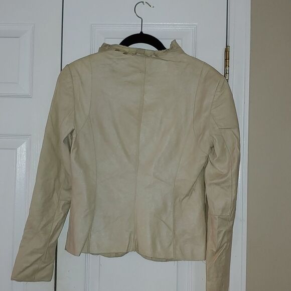 White House  Black Market  cream light weight  leather jacket Sz XS - Picture 4 of 6